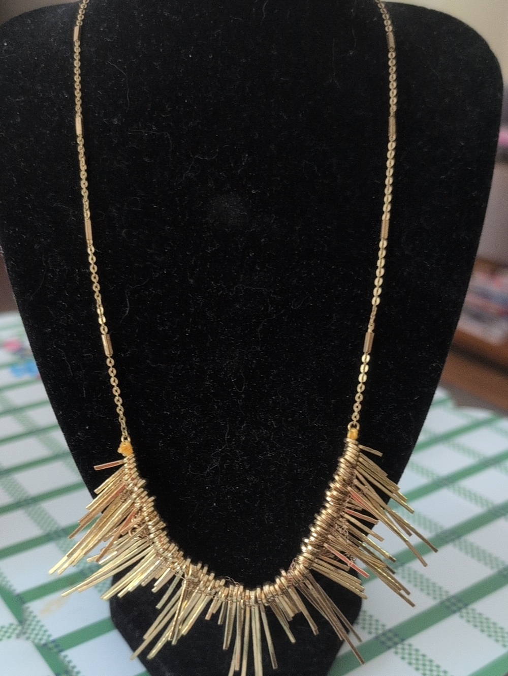 Gold Spike Fringe Statement Necklace - Women's Jewelry